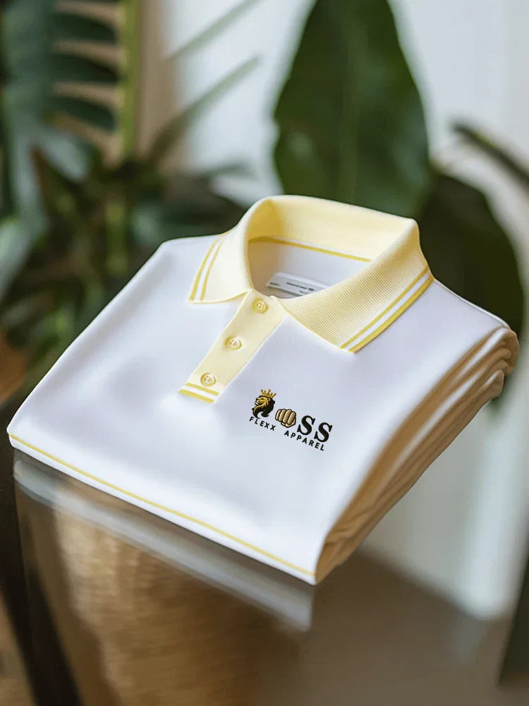 NeoShop Club White & Yellow Premium Polo T-Shirt for Men | Luxury Minimal Designer Polo