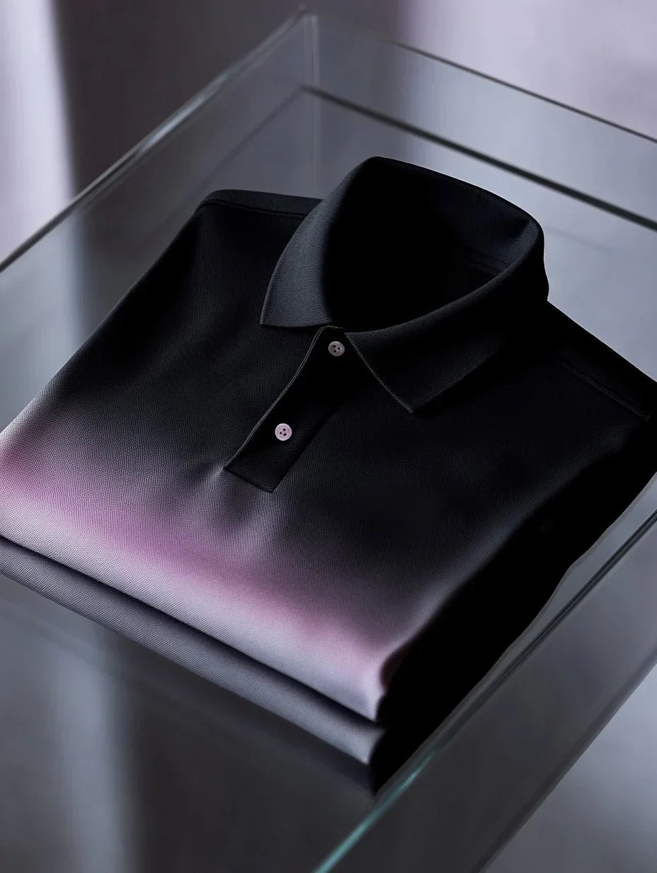 NeoShop Club Premium Black Ombre Polo T-Shirt for Men | Luxury Gradient Smart Casual Polo