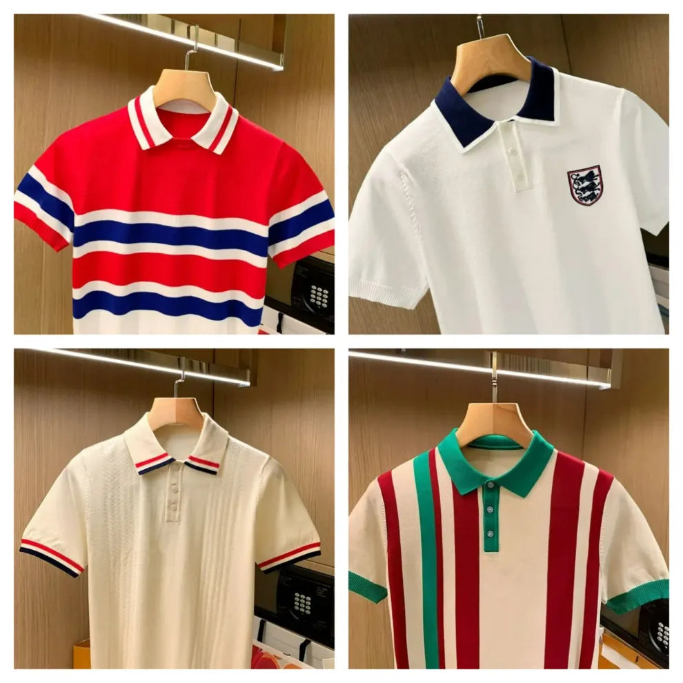 NeoShop Club Premium Retro Polo T-Shirt for Men | Luxury Knitted Smart Casual Collection