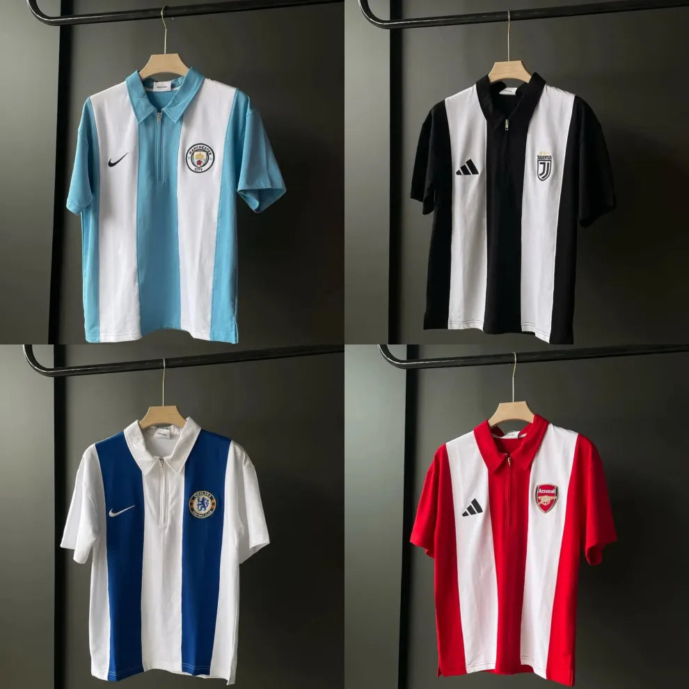 NeoShop Club Premium Football Inspired Knit Polo T-Shirt for Men | Luxury Sports Stripe Polo Collection