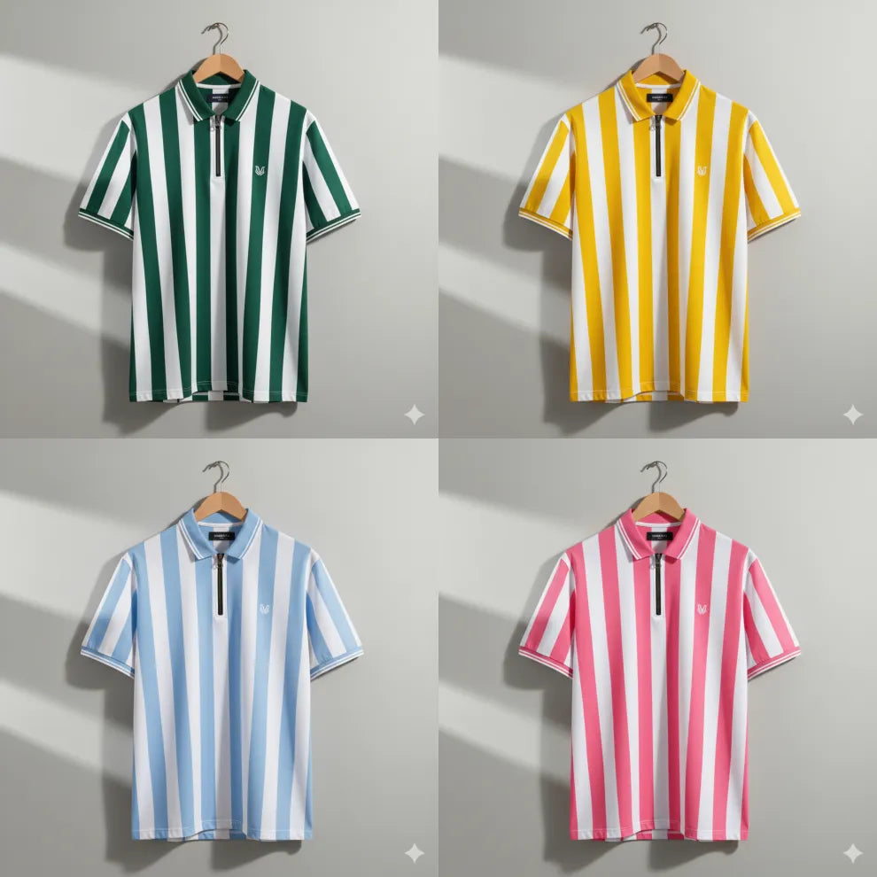 Riviera Zip Stripe Polo Collection