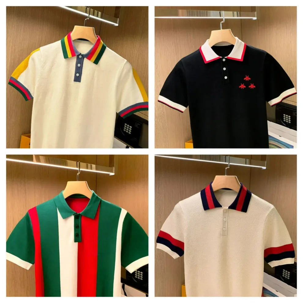 NeoShop Club Premium Designer Polo T-Shirt for Men | Luxury Contrast Collar & Stripe Polo Collection