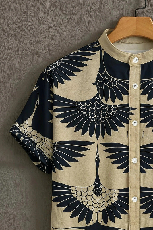 SharpShirt Royal Crane Artistic Printed Shirt