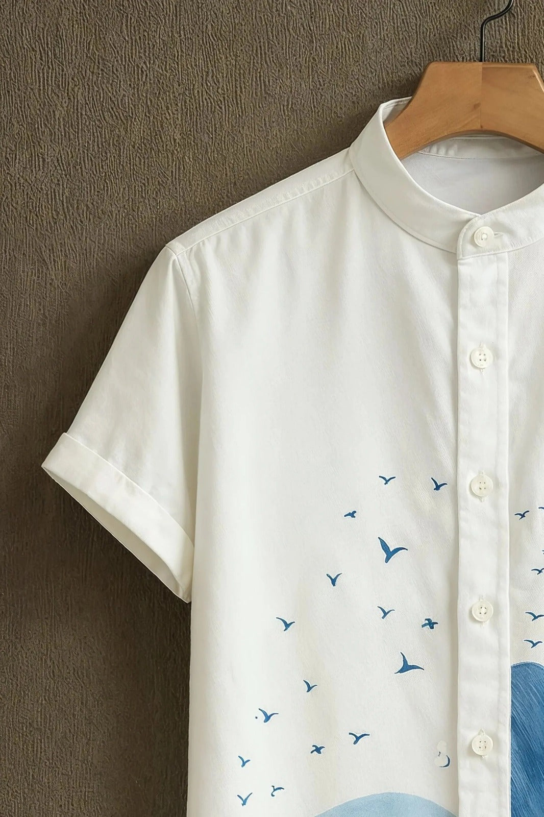 SharpShirt Blue Feather Artistic Casual Shirt