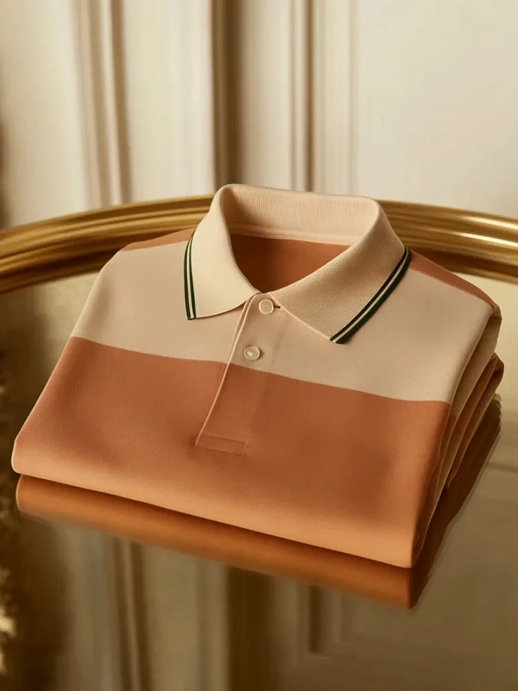 NeoShop Club Premium Peach Color Block Polo T-Shirt for Men | Luxury Soft Smart Casual Polo
