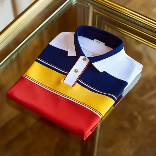 NeoShop Club Retro Colorblock Premium Polo T-Shirt for Men | Multicolor Smart Casual Polo