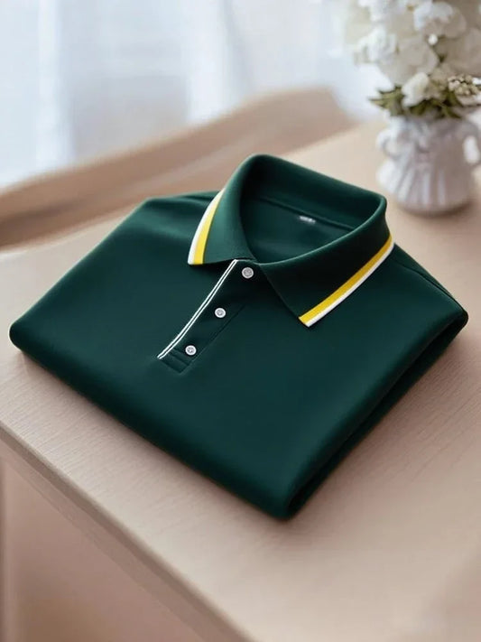 NeoShop Club Dark Green Premium Polo T-Shirt for Men | Luxury Contrast Collar Polo