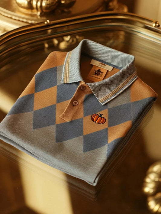 NeoShop Club Vintage Argyle Premium Polo T-Shirt for Men | Retro Luxury Smart Casual Polo