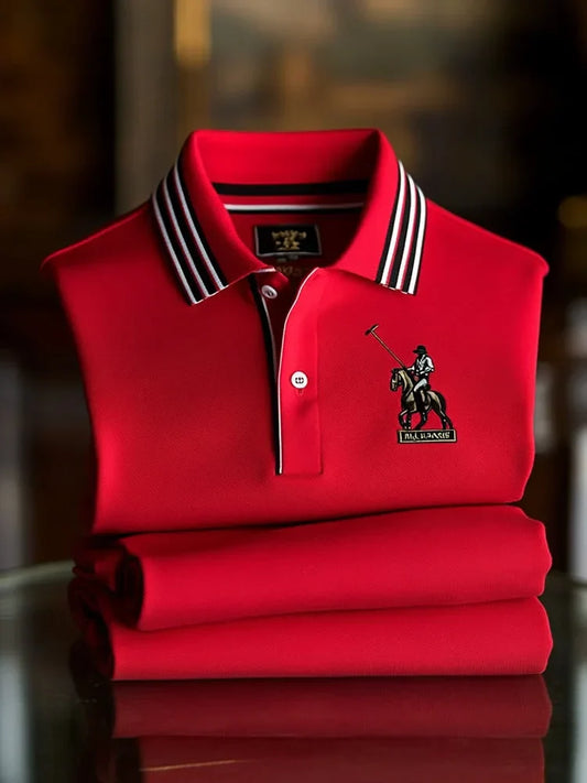 NeoShop Club Premium Red Polo T-Shirt for Men | Luxury Contrast Collar Casual Polo