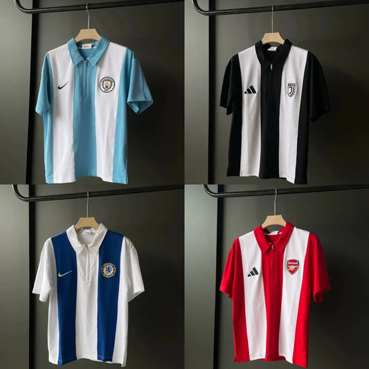NeoShop Club Premium Football Inspired Knit Polo T-Shirt for Men | Luxury Sports Stripe Polo Collection