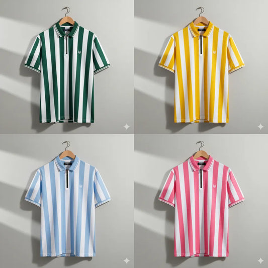 Riviera Zip Stripe Polo Collection