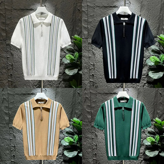 Riviera Stripe Zip Polo Collection