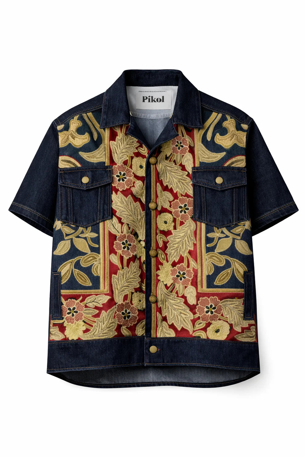 Men’s Luxury Floral Denim Shirt
