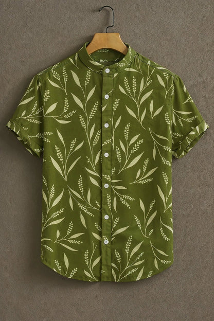 SharpShirt Premium Vertical Stripe Mandarin Collar Casual Shirt