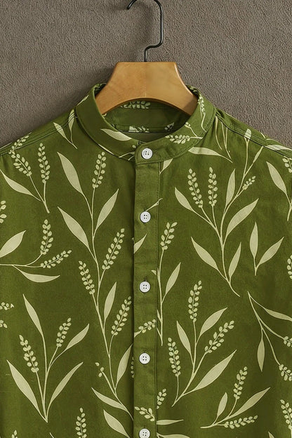 SharpShirt Premium Vertical Stripe Mandarin Collar Casual Shirt