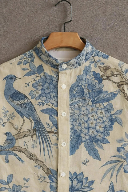 SharpShirt™ Royal Bloom Bird Print Shirt