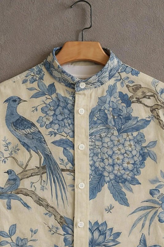 SharpShirt™ Royal Bloom Bird Print Shirt