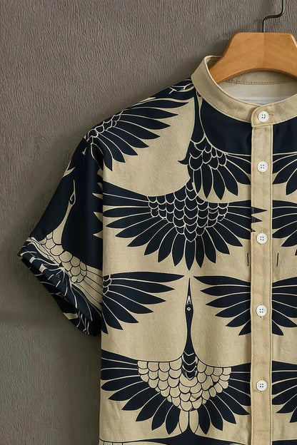 SharpShirt Royal Crane Artistic Printed Shirt