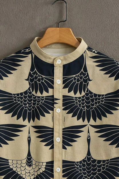 SharpShirt Royal Crane Artistic Printed Shirt