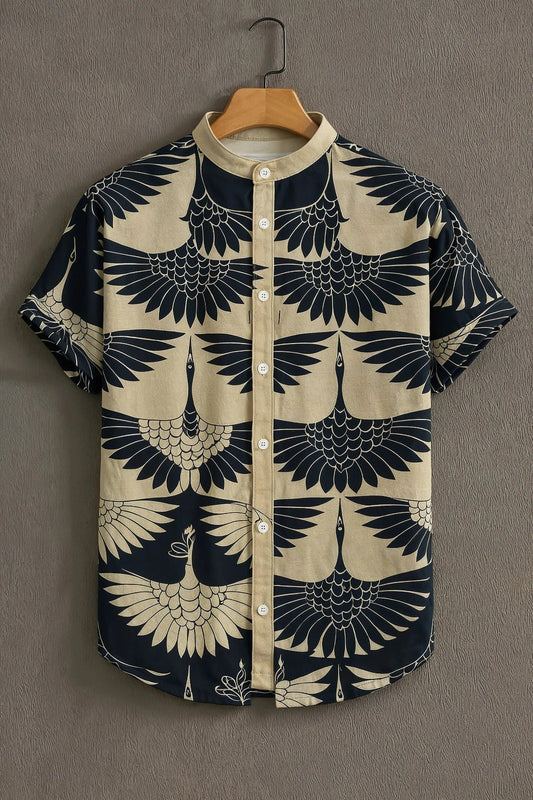 SharpShirt Royal Crane Artistic Printed Shirt