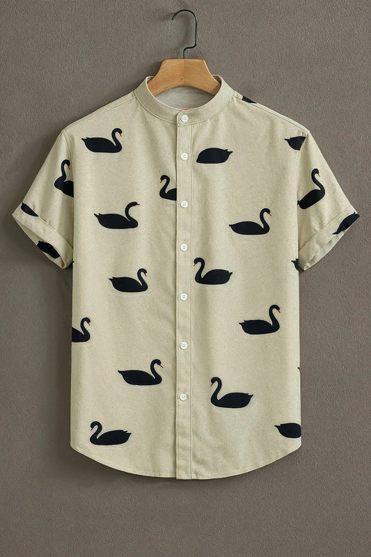 SharpShirt™ Black Swan Minimal Print Shirt