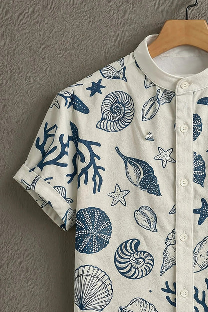 SharpShirt™ Ocean Breeze Shell Print Shirt