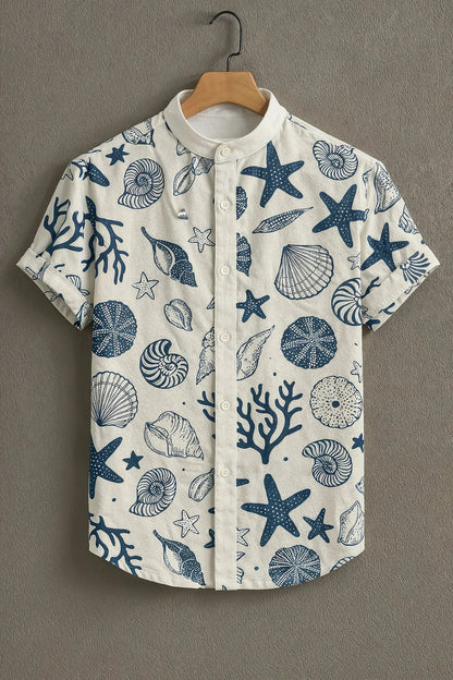 SharpShirt™ Ocean Breeze Shell Print Shirt
