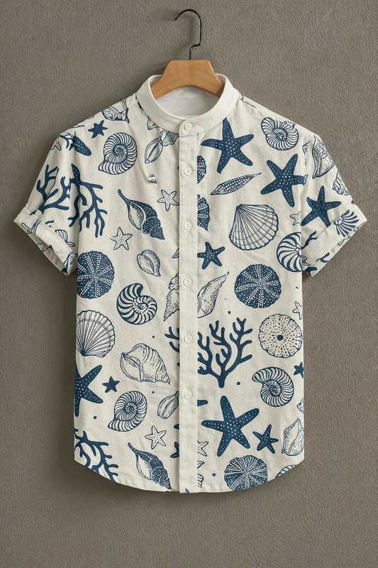 SharpShirt™ Ocean Breeze Shell Print Shirt