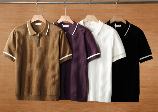 Luxe Ribbed Zip Polo Collection pack of 4