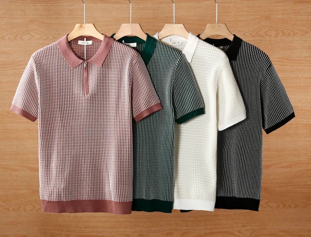 Textured Knit Zip Polo Collection